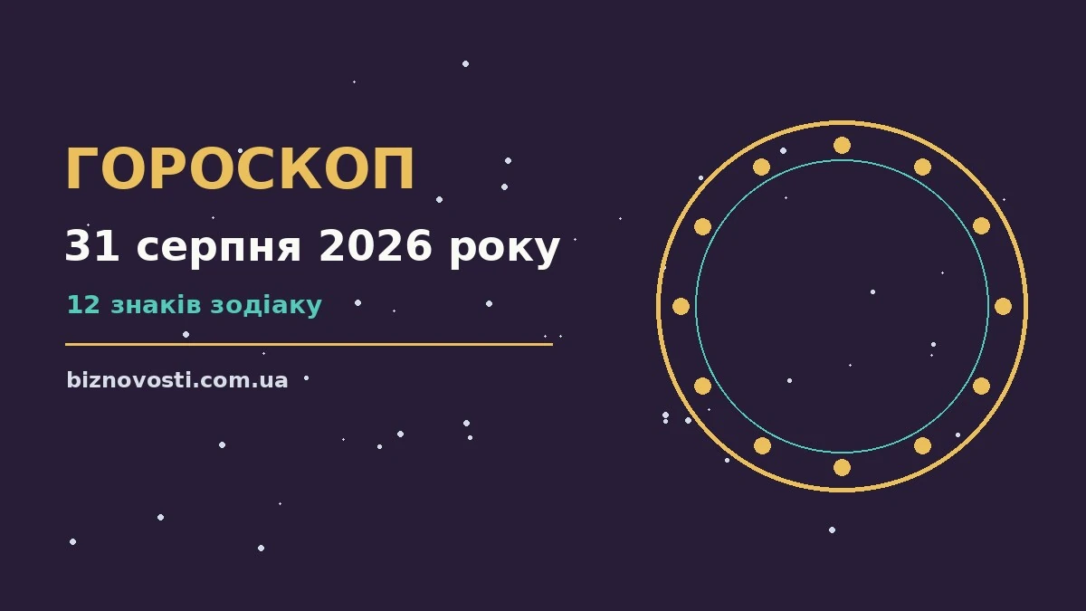 Гороскоп на 31 серпня 2026 року: перспективи для 12 знаків для грошей і кохання