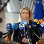 Кая Каллас під час пресконференції в Люксембурзі 12 жовтня 2026 року