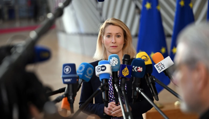 Кая Каллас під час пресконференції в Люксембурзі 12 жовтня 2026 року