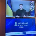 Володимир Зеленський під час відеозвернення на Варшавському безпековому форумі 12 жовтня 2026 року